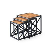 Hanah Home Ensemble de 3 Tables élégantes en pin 100% mélaminé, épaisseur 18 mm | Dimensions : 44,5 x 50 x 52,5 cm, 38,5 x 47,5 x 47,5 cm, 32,5 x 45 x 43 cm | Idéal pour Les espaces de Vie Modernes