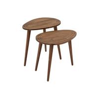 Hanah Home Ensemble de Table élégant (2 pièces) - Bois Massif - Finition Noyer - 50 x 48 x 33 cm et 50 x 52 x 33 cm - Durable et élégant pour Les espaces de Vie Modernes