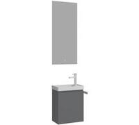 Hanah Home Ensemble Meuble Vasque avec Miroir Ferla 40 - Matte Grey - MDF Laqué Mat - 40x22x50 cm