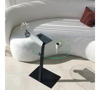Hanah Home Locelso Table Basse | Verre trempé | Antibactérienne | Pieds inoxydables | Pieds réglables | Noir