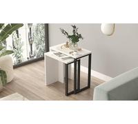 Hanah Home Lot de 2 Tables de Nidification élégantes Blanches - 100% mélamine - Pieds en métal - Dimensions : 51 x 52,8 x 29,5 et 44,5 x 47,8 x 24,5 cm - Élégante et Fonctionnelle pour Les espaces