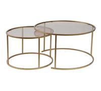 Hanah home Lot de 2 tables gigognes - Doré verre bronze