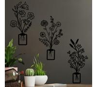 Hanah Home Lot de 3 accessoires muraux décoratifs élégants en métal noir - 23 x 48 cm - 100% métal - 1,5 mm d'épaisseur - Montage mural facile - Parfait pour une décoration moderne