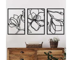 Hanah Home Lot de 3 accessoires muraux décoratifs élégants en métal noir - 30 x 45 cm - 100% métal - 1,5 mm d'épaisseur - Montage mural facile - Parfait pour une décoration moderne