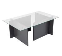 Hanah Home Table à café élégante, Anthracite, 105 x 65 x 40 cm | Dessus en 100% Verre trempé, 100% mélamine, épaisseur 18 mm, Design Moderne pour Salon