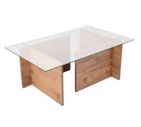 Hanah Home Table à café élégante en pin Atlantique, 105 x 65 x 40 cm, Plateau en 100% Verre trempé, 100% mélamine, épaisseur 18 mm, Design Moderne pour Salon