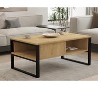 Hanah Home Table à café Moderne avec Option de Montage Mural, chêne Saphir, 100 x 60 x 44 cm, 100% mélamine, épaisseur 18 mm, Design élégant et Fonctionnel avec Plusieurs étagères