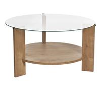 Hanah home Table basse ronde Clara - chêne et verre
