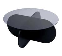 Hanah home Table basse ronde en verre - Noir verre fumé