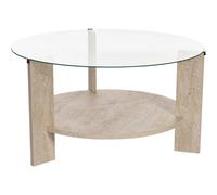 Hanah home Table basse ronde en verre - Travertin transparent