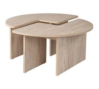 Hanah Home Table basse Moira ronde Ø90 cm H41 cm effet travertin 100% mélamine