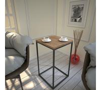 Hanah Home Table latérale Industrielle - Chêne caucasien - 35 x 62 x 35 cm - 100% mélamine - Épaisseur 18 mm - Pieds en métal Robuste - Design élégant