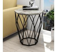 Hanah Home Table latérale Moderne avec Pieds en métal, Anthracite et Blanc, 46 x 57 x 46 cm, Panneau en Particules 100% mélamine, épaisseur 18 mm, Design élégant et Fonctionnel