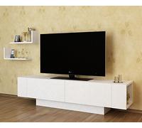 Hanah Home Unité TV Moderne Blanche avec étagères murales (2 pièces) 150 cm x 40 cm x 31,5 cm | 100% mélamine, épaisseur 18 mm | Design scandinave élégant, Solution d'économie d'espace