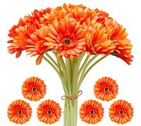 Hanaive Lot de 20 Marguerites artificielles - Bouquet de Marguerites artificielles africaines pour Mariage, Bouquet de mariée, fête, Maison, Cuisine, Centre de Table (Orange)