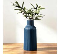 Hanaomaoyi Vase pour Herbe de la Pampa, 20 cm, en céramique, Blanc Mat, Rond, Design Moderne, bohème, esthétique, pour Salon, Chambre à Coucher, Style Nordique Simple (Bleu)