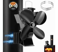 Hanaoyo Ventilateur de cheminée 3 en 1 magnétique, Améliore le ventilateur de poêle sans électricité, Ventilateur de cheminée silencieux avec thermomètre et 2 bagues de rechange, Ventilateur de