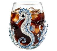Handcrafted Stemless Glass Tumbler Features A Marine Life Theme, Bringing C