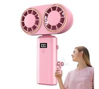 HandheldFan - Ventilateur de bureau pliable, ventilateur de refroidissement du cou | Affichage numérique USBRechargeable DualTurbine 5000mAh TypeC 5Mode Flux d'air ABS Portable Table SummerConfort Cha