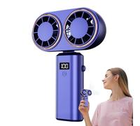 HandheldFan - Ventilateur de bureau pliable, ventilateur de refroidissement du cou | Affichage numérique USBRechargeable DualTurbine 5000mAh TypeC 5Mode Flux d'air ABS Portable Table SummerConfort Cha