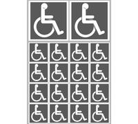 Handicap Fauteuil - 2 Stickers De 10cm Et 16 Stickers De 5cm - Sticker/Autocollant