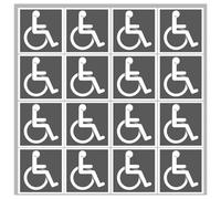Handicap Moteur Gris - 16 Stickers De 5cm - Sticker/Autocollant