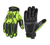 HANDLANDY Gants anti-vibration pour hommes, gants de travail résistants aux chocs, paume rembourrée, gants de travail à prise en main robuste (Hi-vis vert, M)
