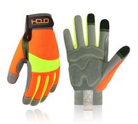 HANDLANDY Gants anti-vibrations haute visibilité réfléchissants pour le travail, écran tactile, dos en élasthanne souple, gants anti-vibrants