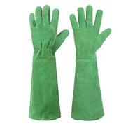 Handlandy Gants de jardinage en cuir pour femme, anti-épaisseur, gants de jardinage, gants de jardinage, longueur du coude, M, Vert, 1