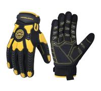 HANDLANDY Gants de protection pour hommes, anti-vibrations, gants de travail, paume rembourrée, prise en main robuste (Noir-jaune, XL)