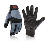 HANDLANDY Gants de travail de sécurité anti-vibrations pour homme et femme, dos en élasthanne flexible et respirant, gants utilitaires pour écran tactile (taille M, gris)