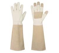HANDLANDY Longs gants de jardinage pour homme et femme, gants d'élagage des roses en cuir de porc respirants et durables, avec gant anti-épines, taille M
