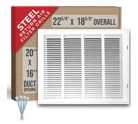 Handua Convient à l'ouverture de conduit de 50,8 x 40,6 cm | Grille de filtre à air de retour en acier par Handua [porte amovible] pour filtres de 2,5 cm | Grille de couvercle d'aération | Blanc |
