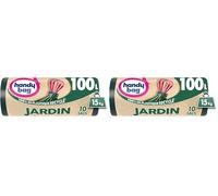 Handy Bag - Sacs poubelle jardin 100L x 10 sacs - Ultra Résistant : supporte jusqu'à 15kg - Film triple épaisseur - Poignées coulissantes pratiques - Étanchéité maximale - 100% plastique recyclé