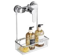 HANFU Étagère de Douche à Suspendre Sans Perçage En Acier Inoxydable | Etagère de Douche à Accrocher au Mitigeur 25 x 13 x 35 cm, Argenté