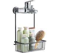 HANFU Panier de Douche Sans Perçage, Etagère à Accrocher au Mitigeur | Porte Shampoing à Suspendre en Acier Inoxydable Shower Caddy, 25 x 13 x 35 cm, Noir