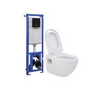 vidaXL Toilettes suspendues en céramique avec réservoir de chasse encastré