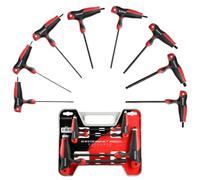 HANGER Clés Allen en T Jeu 8 Pièces avec Coffret de Rangement - Tailles 2 à 10 mm - Poignée Ergonomique Bi-matière - Embout Arrondi 30° - Chrome Vanadium