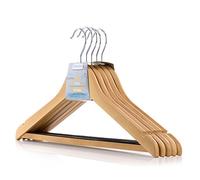 Hangerworld Lot de 20 cintres en bois naturel à barre pantalon antidérapante
