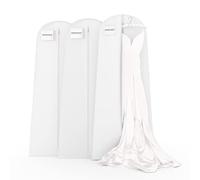 HANGERWORLD Lot de 3 Housses Respirantes Blanches de 183 cm pour Robe de mariée avec Poche intérieure secrète zippée