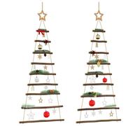 vidaXL Arbres de noël suspendus et étoiles supérieures 2 pcs 55x120 cm
