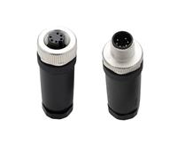 HangTon Fiche M12 à 6 broches, vis codée A, puissance 30 V 2 A, étanche, non blindée, circulaire, filetage de verrouillage de 12 mm pour capteurs d'automatisation industrielle