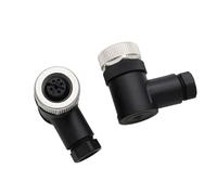 HangTon M12 5 Broches Douille Borne à Vis Codée A Electrique 60V 4A Etanche 90° Ronde Résistant à la Poussière pour Automatisation Industrielle Capteur DeviceNet CANopen IO-Link Lot de 2