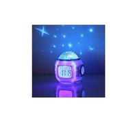 Hanguang led réveil pour enfant, réveil lumière de nuit projecteur plafond étoilé, veilleuse musique avec affichage de température et de date