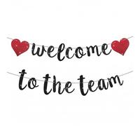 hankousi Bannière noire à paillettes « Welcome to the Team » - Guirlande de bienvenue scintillante pour les nouveaux employés, collègues, enseignants et membres de l'équipe, parfaite pour les