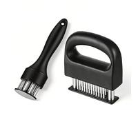 hankousi Lot de 2 attendrisseurs de viande en acier inoxydable 304 avec coupe 48 + 21, attendrisseur de viande antidérapant pour steak, poulet, porc et barbecue