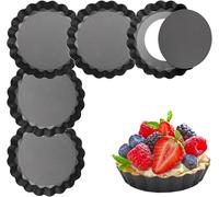 hankousi Lot de 6 moules à tartelettes - Diamètre : 10 cm - Hauteur : 2 cm - Avec base amovible