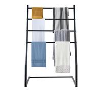 Hanmorfarbi Porte-serviettes noir avec 4 barres de suspension, étagère à serviettes à plusieurs niveaux pour un usage domestique, séchoir stable sur pied pour piscine, plage, chambre d'amis, à côté du