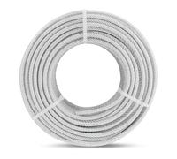 hannger Câble d'acier 5 mm âme 7x7 torons, 15 m de câble en acier gainé PVC | WLL 730 kg, Câble d'acier multifonction pour garde-corps, balustres, clôtures, guirlandes, linge, rideaux, voiles d'ombrage