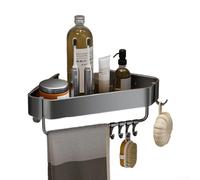 HanOaki Étagère de douche en coin antirouille à fixation murale en alliage d'aluminium gris avec base à séchage rapide pour shampooing et savon 32,5 x 16 cm
